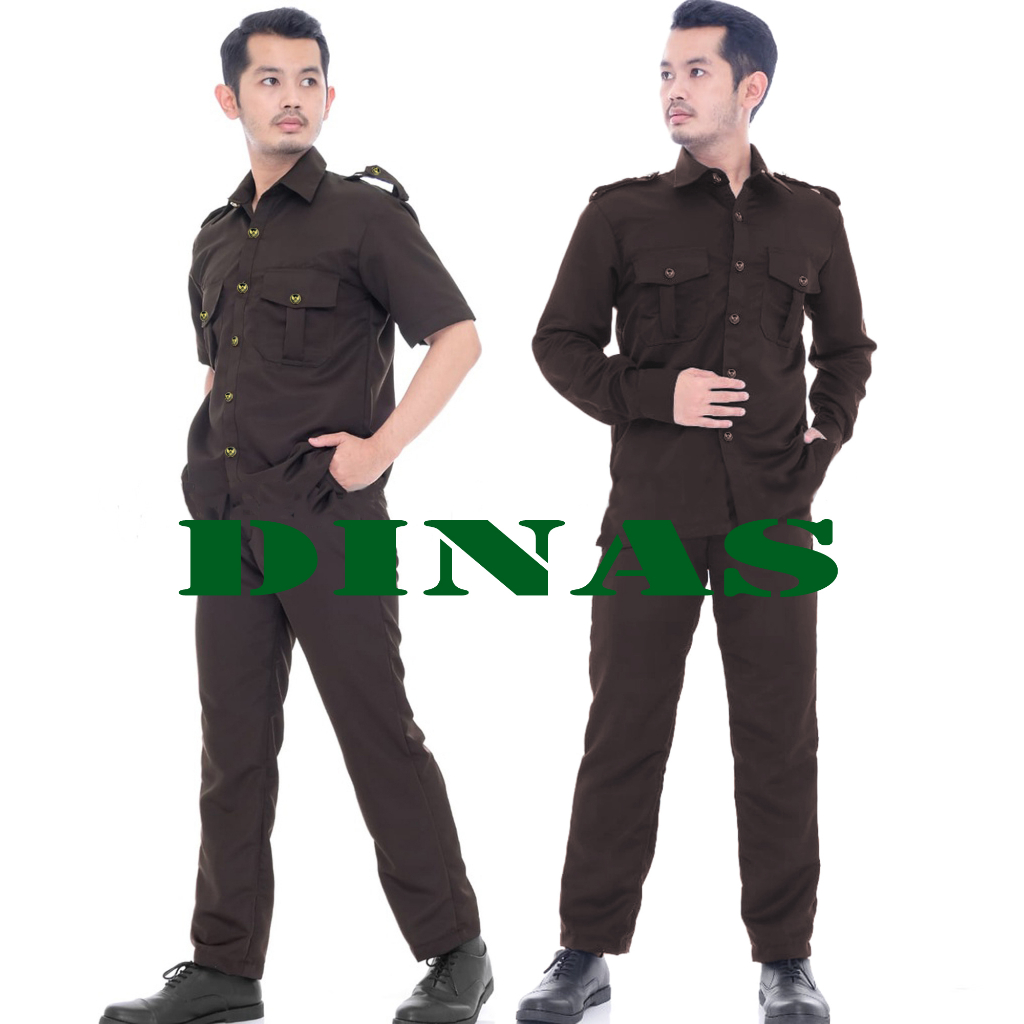 Seragam security satpam seragam safari coklat tua tangan pendek dan panjang