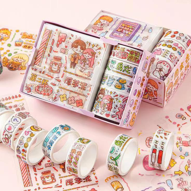 

Produk Terbaik Set Stiker Kotak Hadiah Kartun Set Stiker Washi DIY Dekorasi Estetika Set Stiker Washi Pola Lucu untuk Scrapbooking