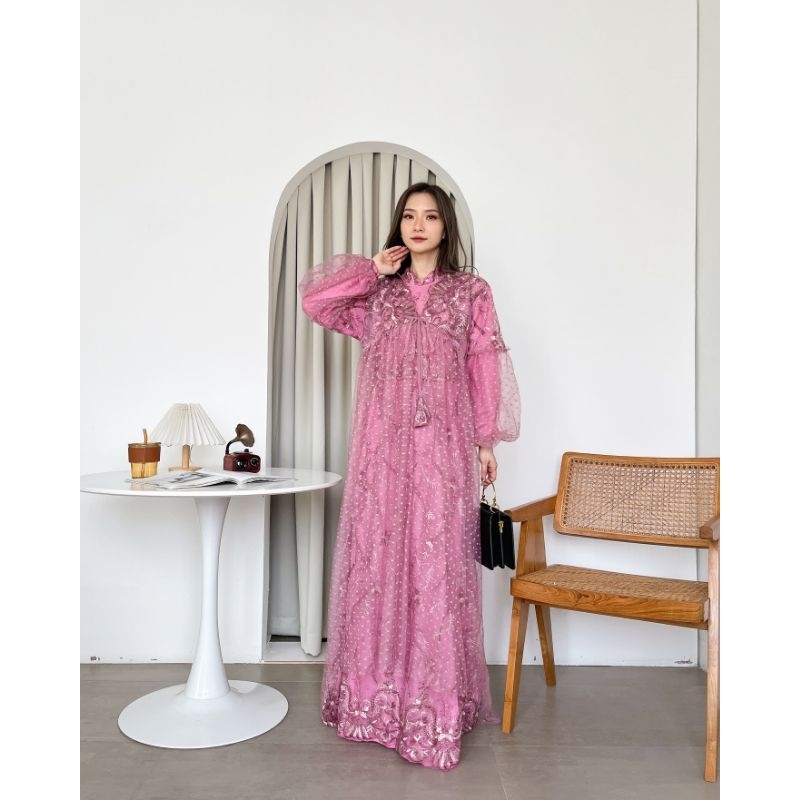 Xiu 10 - Maxy Anggi Bahan brukat tile import kombinasi tile dot lapis full hyget