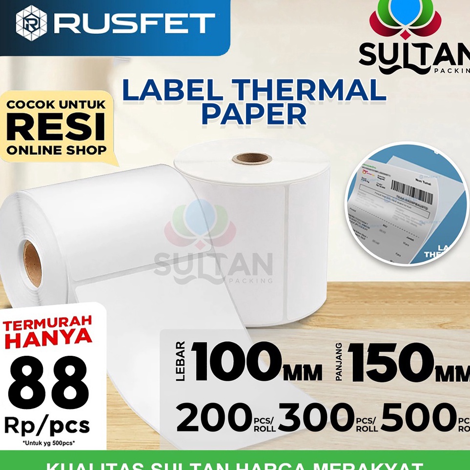 

Murah Harga Label Kertas Sticker Thermal Rusfet Resi Paper stiker printer barcode POS onlineshop
