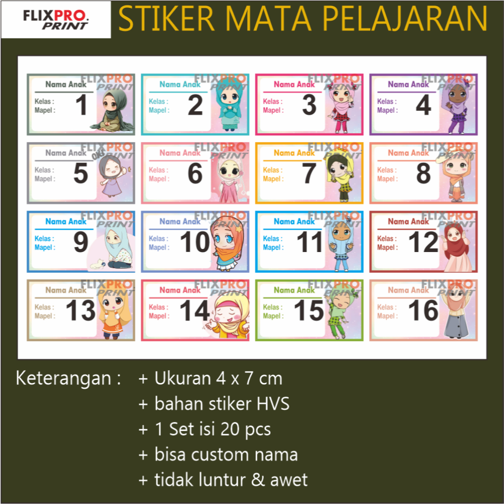 

ISI 20 STIKER LABEL MAPEL / LABEL BUKU PELAJARAN SEKOLAH / STIKER NAMA ANAK