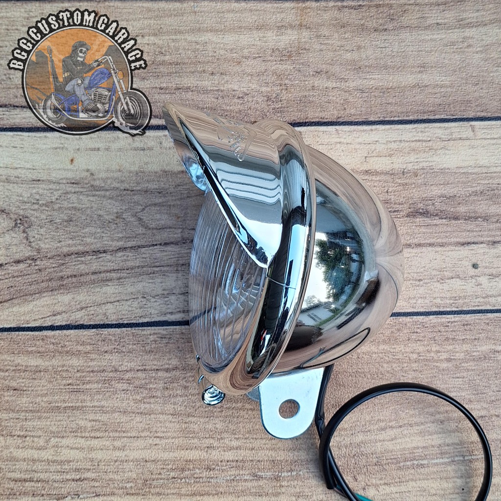 Headlamp Topi Bulat . Lampu Pet Bulat . Lampu Motor Classic . Foglamp Klasik