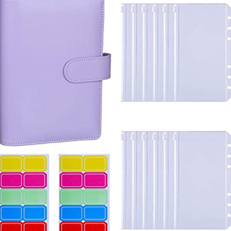 

Pabrik Resmi SALEA6 Pengikat Anggaran Planner Notebook Binder Set Amplop Uang Penyimpanan Tagihan dengan 12 Pcs 6 Lubang Ritsleting Folder 2 lembar label