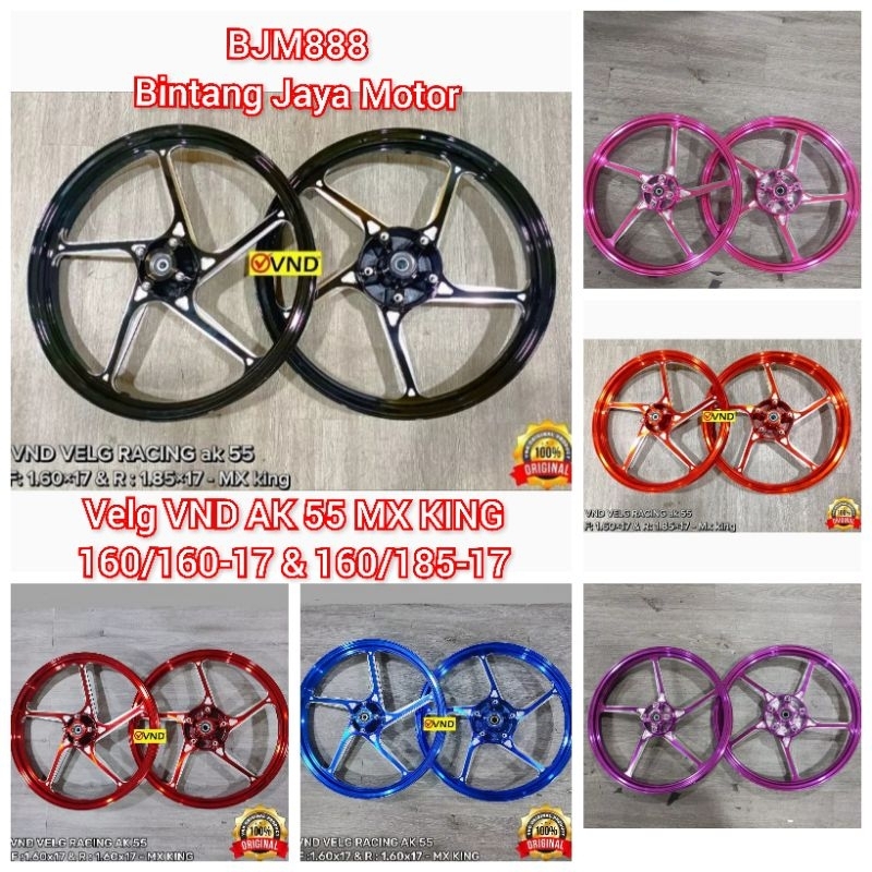 Velg VND Ak 55 Mx King New Vixion R15 v1 v2 Ak55 palang 5 lebar 160/185-17 & 160/160-17