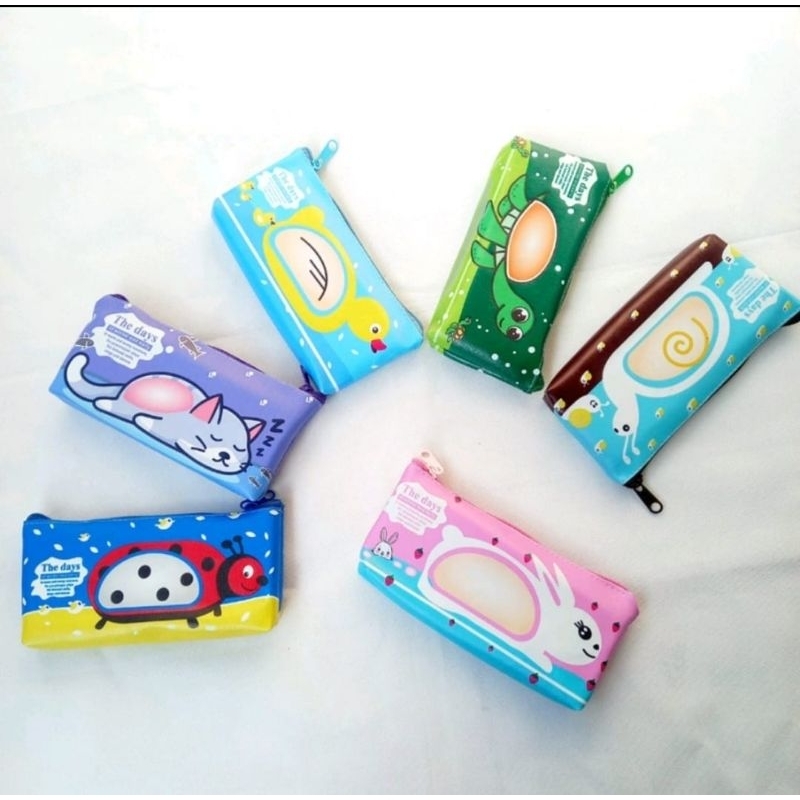 

12 Pcs Tempat Pensil Pouch Animal Cactus Lucu Tepak Pensil Lontong Karakter