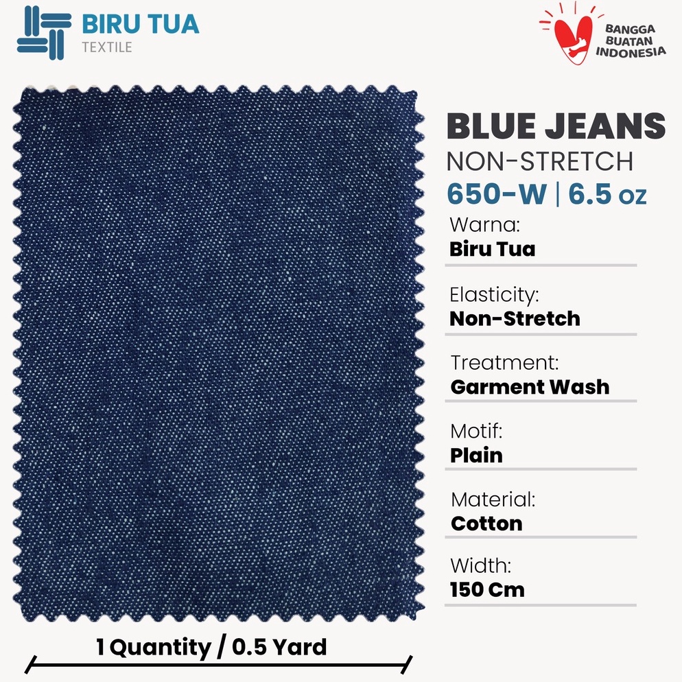 Pasti Untung Bahan Blue Jeans 65W Washed  65 Oz  Kain Denim  Denim Biru