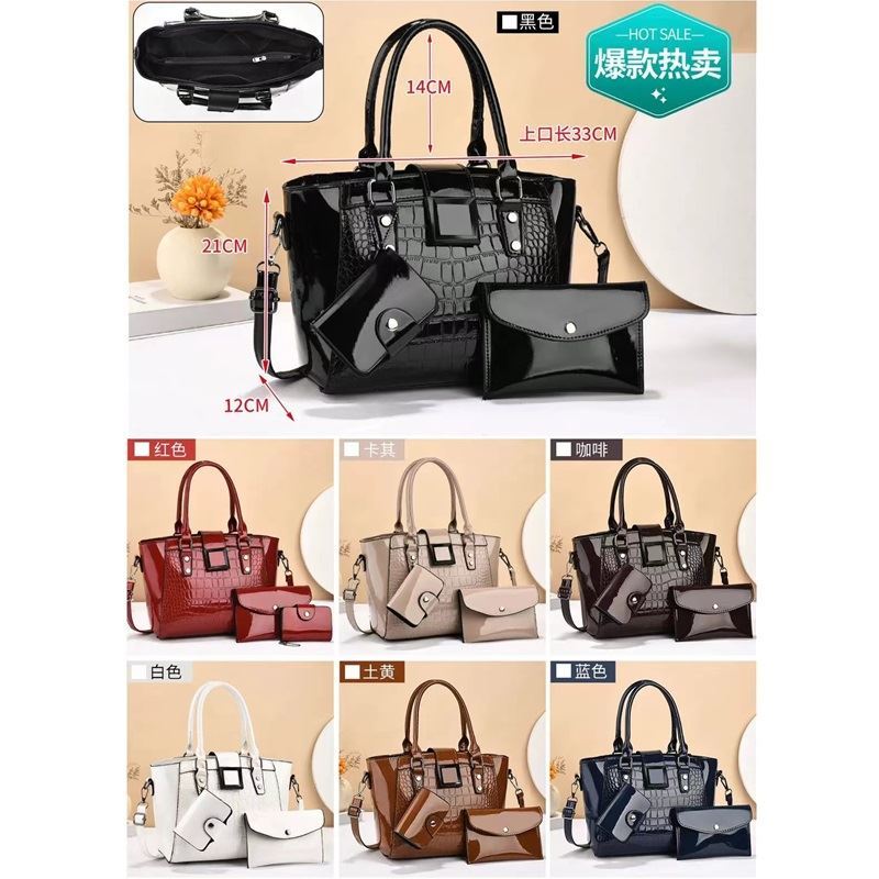 MV_Marvelouz MV709177 Tas Top HANDBAG 3in1 Wanita motif Croco Glossy ada Talpan terbaru 1kg bisa 2 t