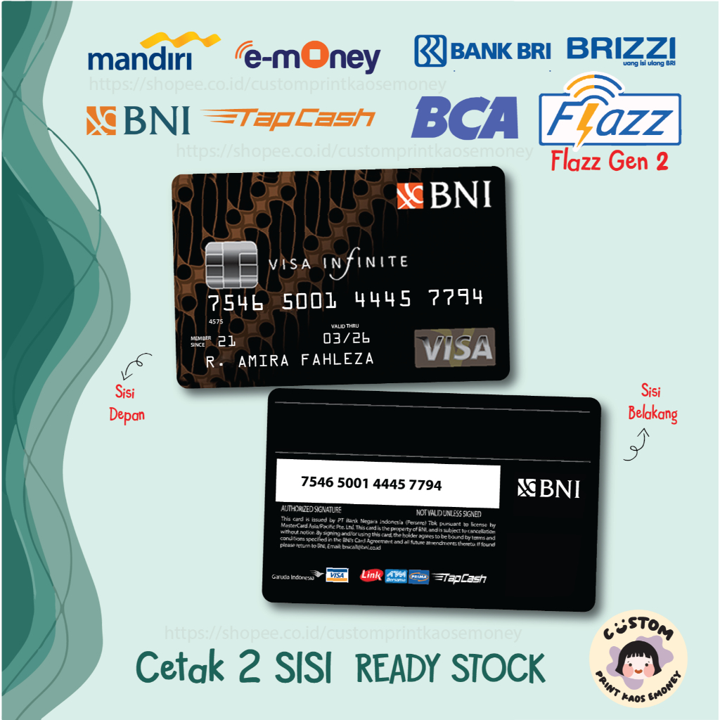 KARTU E MONEY E TOLL KREDIT CARD VISA BNI INFINITE MANDIRI EMONEY TAPCASH BRIZZI FLAZZ GEN 2  2 SISI