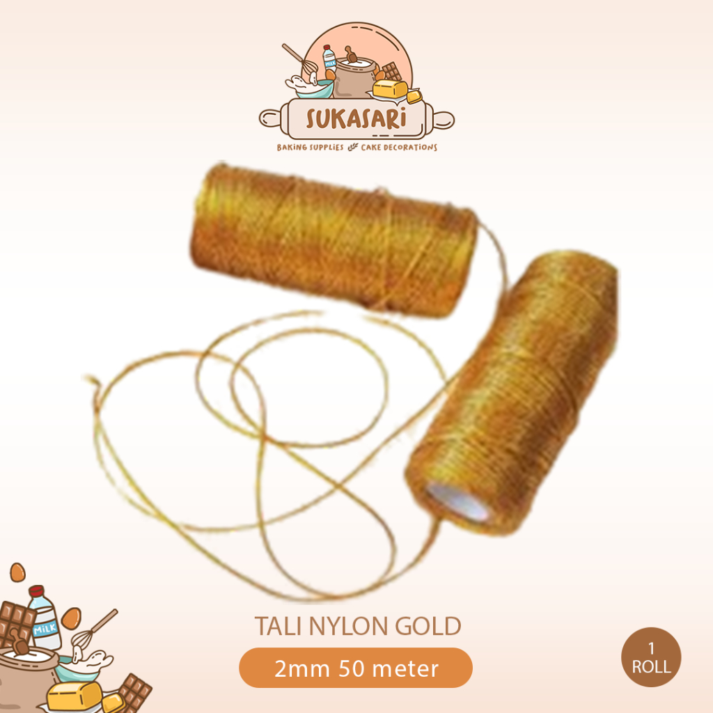 

Tali Nylon Gold 2mm 50Mt Tali Hampers Emas 50 Meter