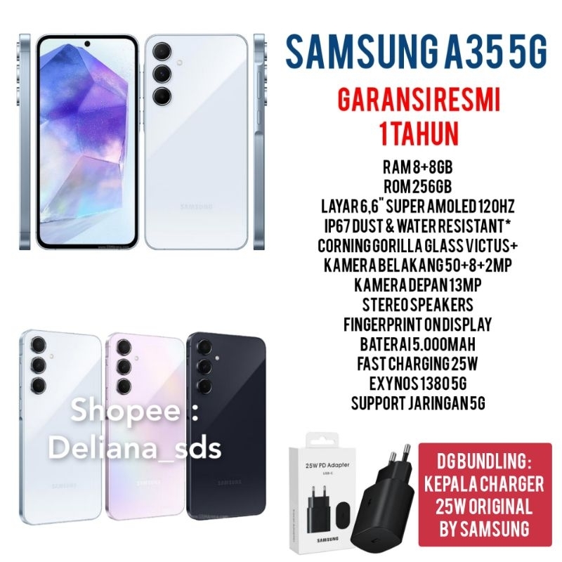 Samsung A35 8/256 8+8/256 16/256 Garansi Resmi 1 Tahun Samsung A35 8+8/256 Samsung A35 16/256 Samsung A35 5G 8/256 Samsung A35 5G 8+8/256 Samsung A35 16/256
