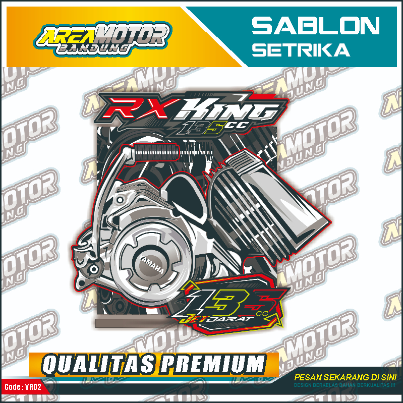 Print sablon DTF/cetak sablon DTF/sablon setrika siap press  1 sisi  Tema Motor mesin rx king Uk A4 