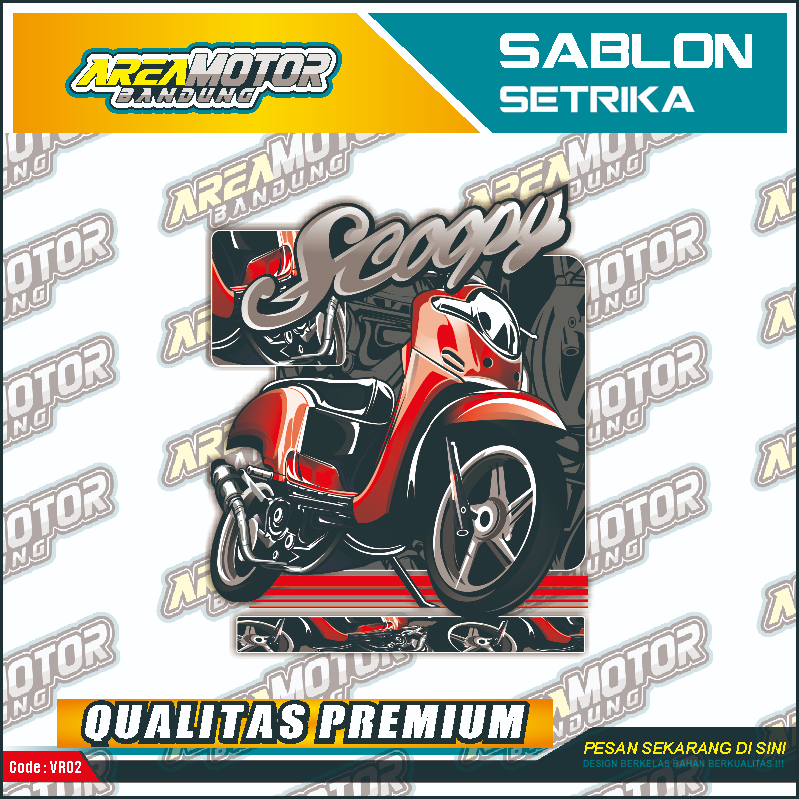 

Print sablon DTF/cetak sablon DTF/sablon setrika siap press 1 sisi Tema Motor SCOOPY Uk A4 / A3