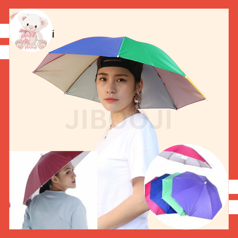 Topi Payung Anti UV Headband Topi Payung Besar Outdoor Payung Topi Kepala Mancing