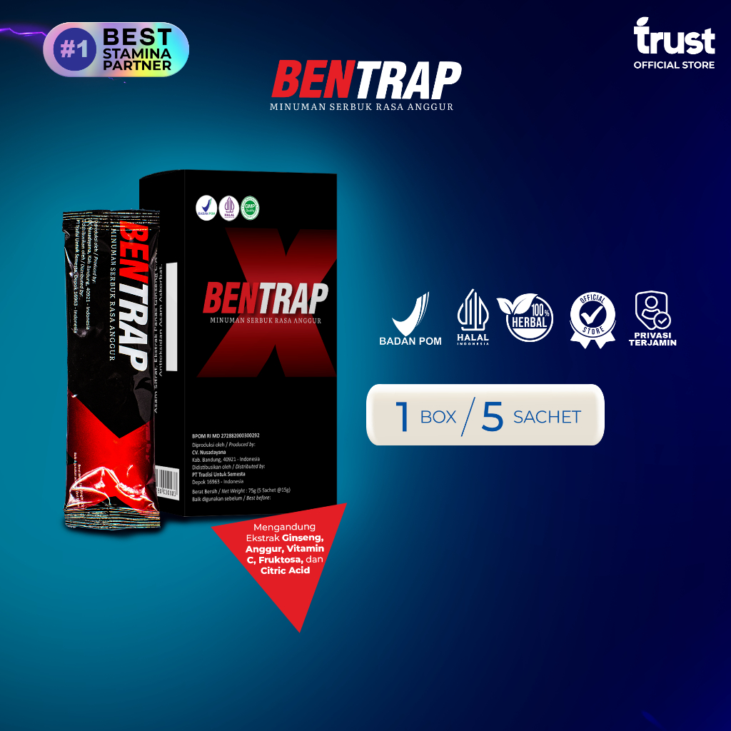 Bentrap - 5 Sachet / New Upgrade Formula / Rasa Anggur