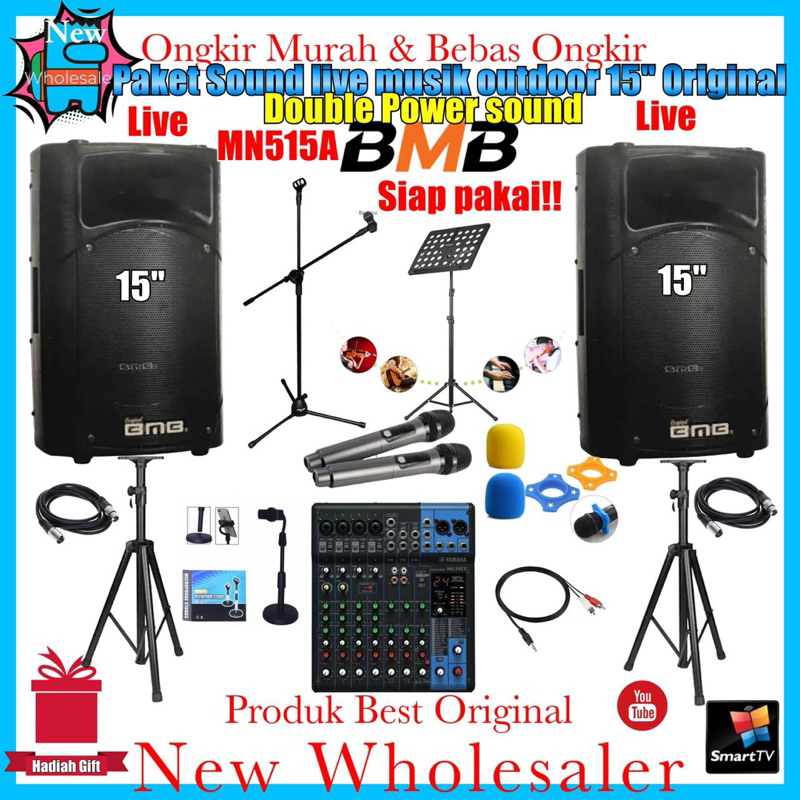 Paket Sound System Bmb 15 inch MN515A Double power Live musik Outdoor