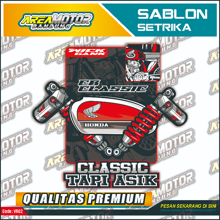 

Print sablon DTF/cetak sablon DTF/sablon setrika siap press 1 sisi Tema CLASSIC v6 Uk A4 / A3