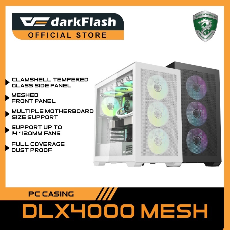 darkFlash DLX4000 MESH EATX PC Casing [No Fan] - Gatotkaca Eletronics