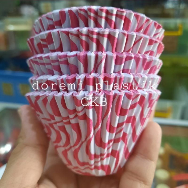 [ ISI 100 ] Kertas roti Bolu Kukus 12.5 polos motif /Cupcake Case125mm / Kertas Cup Cake Polos motif