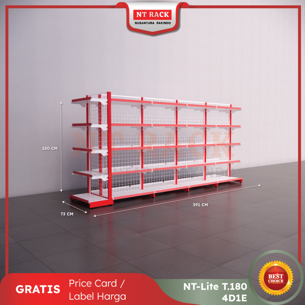 Rak Toko Minimarket Gondola Termurah Double 2 Sisi Tinggi 180 cm (4D1E)