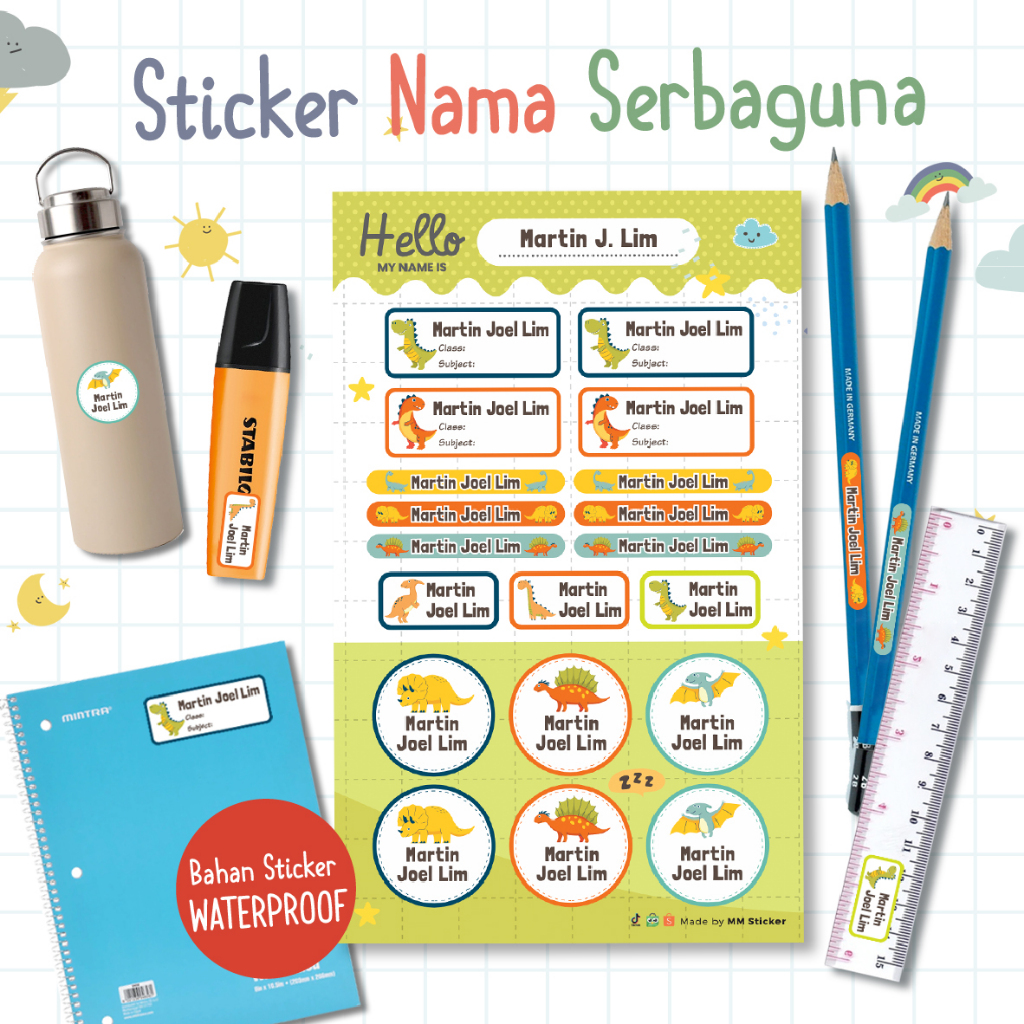 

Sticker Nama Anak Serba Guna/ Sticker Custom/ Sticker Mata Pelajaran/ Suvenir Ulang Tahun