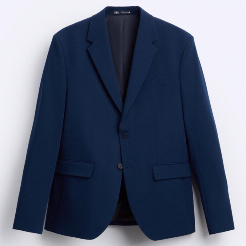 ZARA Men Comfort Suit Blazer Jas Pria Lengan Panjang Bluish