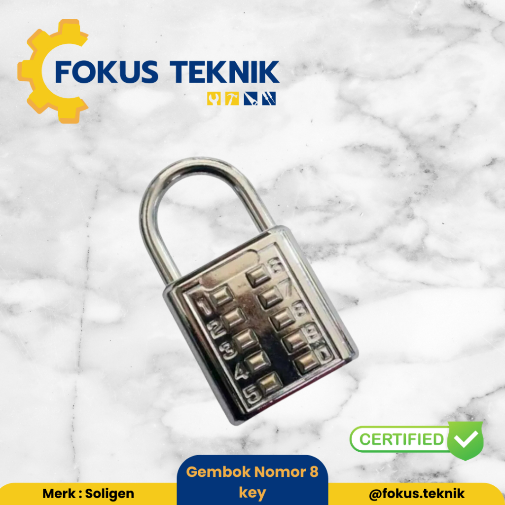 GEMBOK NOMOR 10 DIGIT MERK SOLIGEN / GEMBOK PIN ANGKA 40 mm SOLIGEN