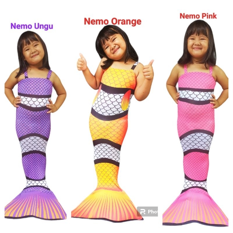 Bju Anak Perempuan Cstume Mermaid Pakaian Bju Mermhed Anakanak Termurah Motif Ikan Berenang Baju Duy