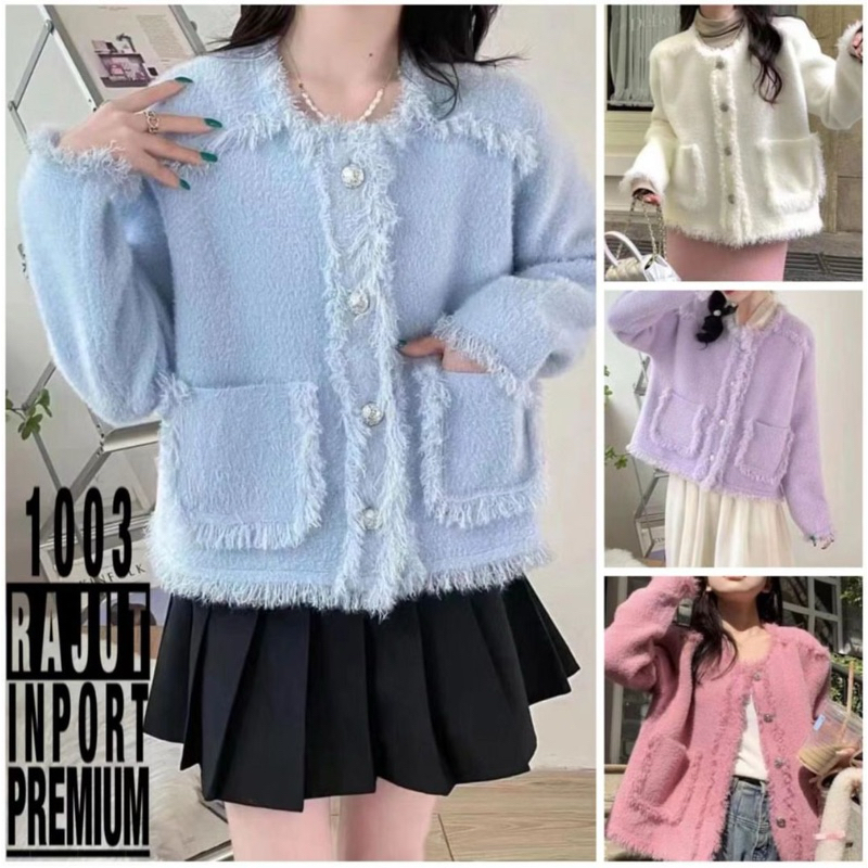 blazer korean rajut bulu anggora tebel