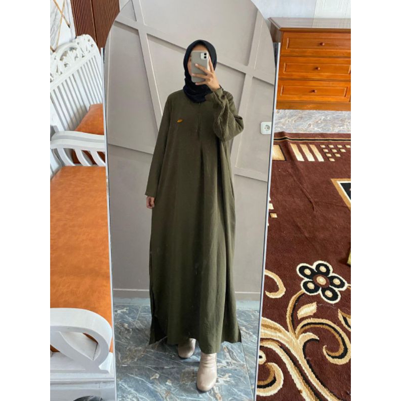 [BEST SELLER] Daily Polos Long Busui | Gamis Simple Abaya-Army2