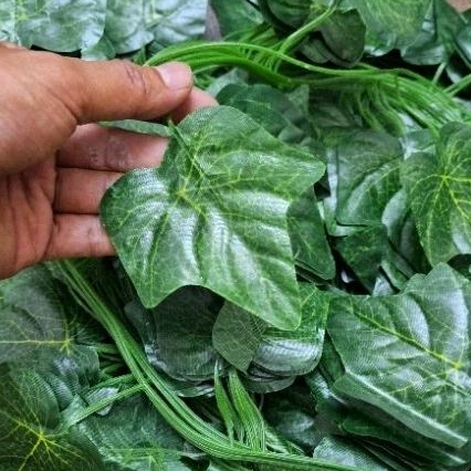 RB 12pcs Daun ivy ubi jalar daun besar hiasan daun plastik rambat daun merambat dekorasi cafe mall