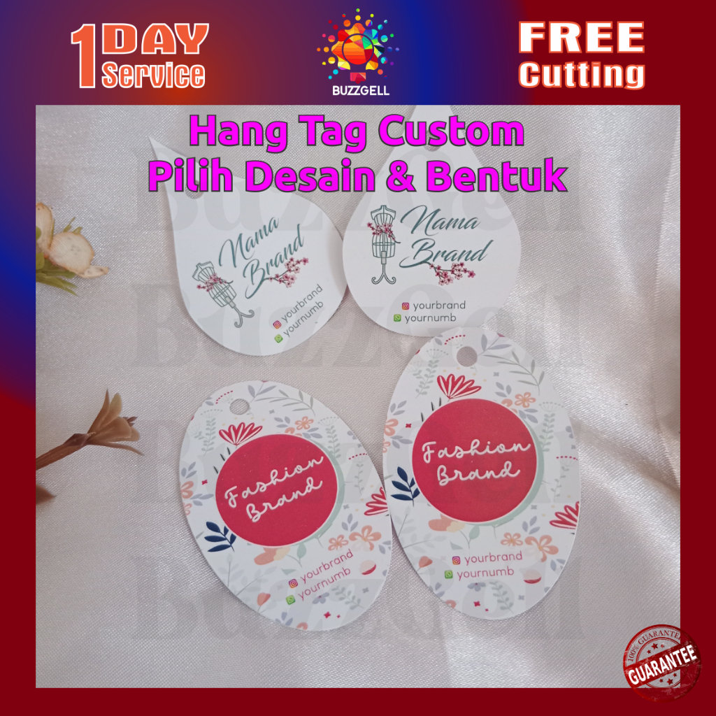 

BuzzGell Hangtag Custom Bisa Bentuk Label Baju Fashion Olshop Hijab Distro Pakaian Jilbab Florist
