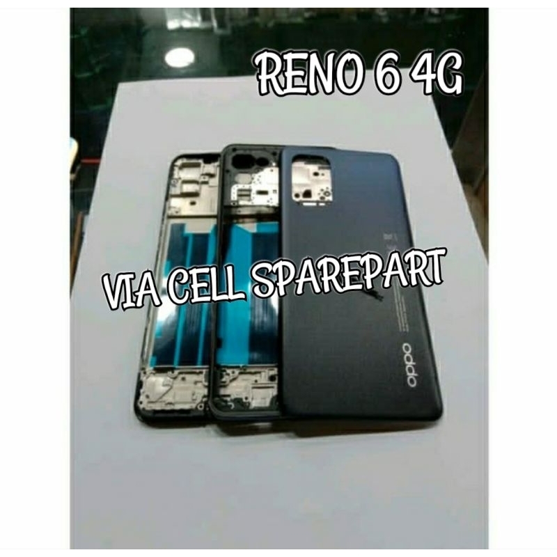 Kesing Casing Housing Fullset Oppo Reno 6 4G (Frame lcd + Bazel / Bezel + Backdoor) Original