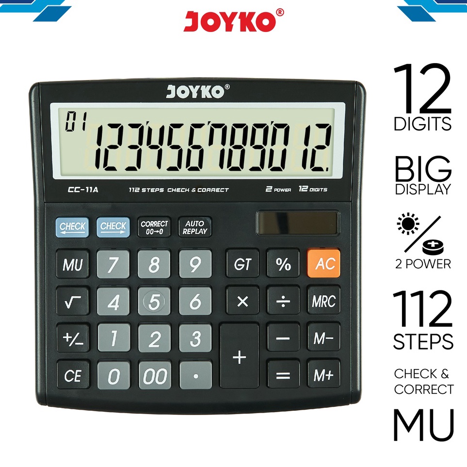 

KODE T46D Calculator Kalkulator Joyko CC11A 12 Digits Check Correct