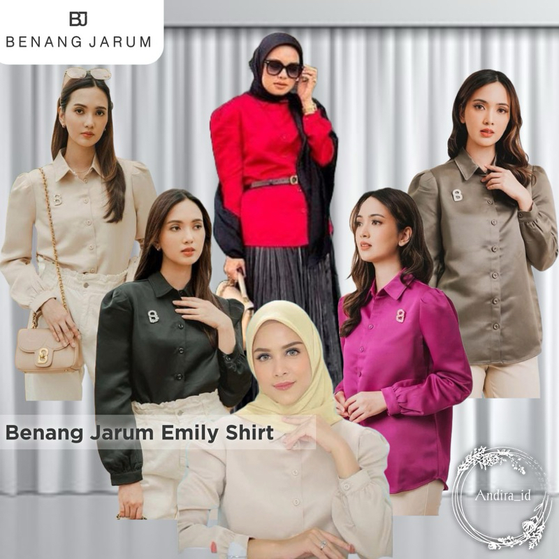 New Benang Jarum x Buttonscarves Emily Shirt Red Black Purple S M L