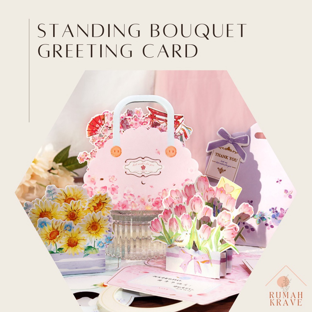 

KODE T28O RUMAH KRAVE Standing Bouquet Greeting Card Kartu Ucapan 3D Popup