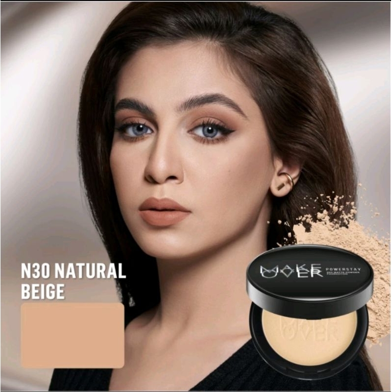 MAKE OVER Powerstay 24H Matte Powder Foundation - BEDAK PADAT (SHADE N30-NATURAL BEIGE)