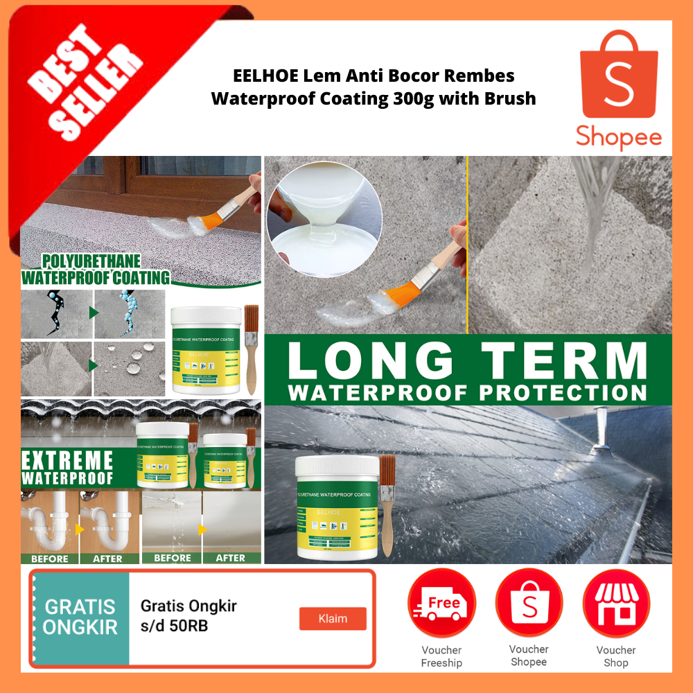 Lem Anti Bocor Rembes Waterproof Coating 300g with Brush / Lem Perbaikan Kebocoran Lapisan Tahan Air