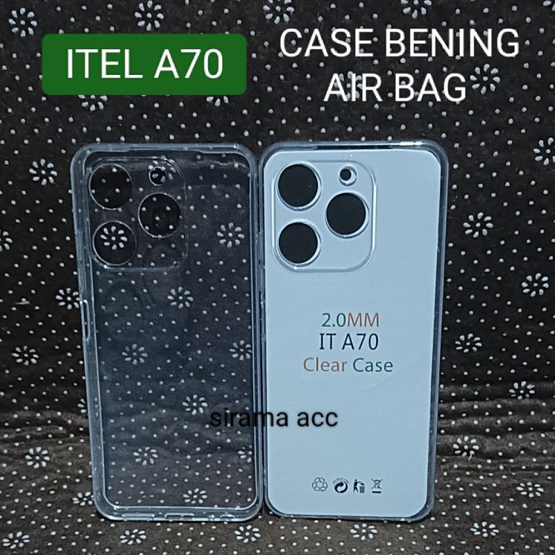 SOFTCASE BENING AIR BAG ITEL A70. SILIKON BENING TRANSPARAN.+ TG SPY PRIVASI+ TG BLUE CERAMIK+ TG BE