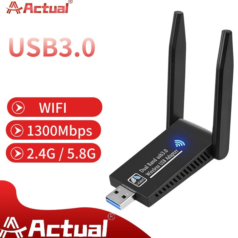 Sangat Nyaman Actual Adaptor WiFi USB 13Mbps Adaptor USB Nirkabel Dual Band 2458 GHz Penerima Ekster