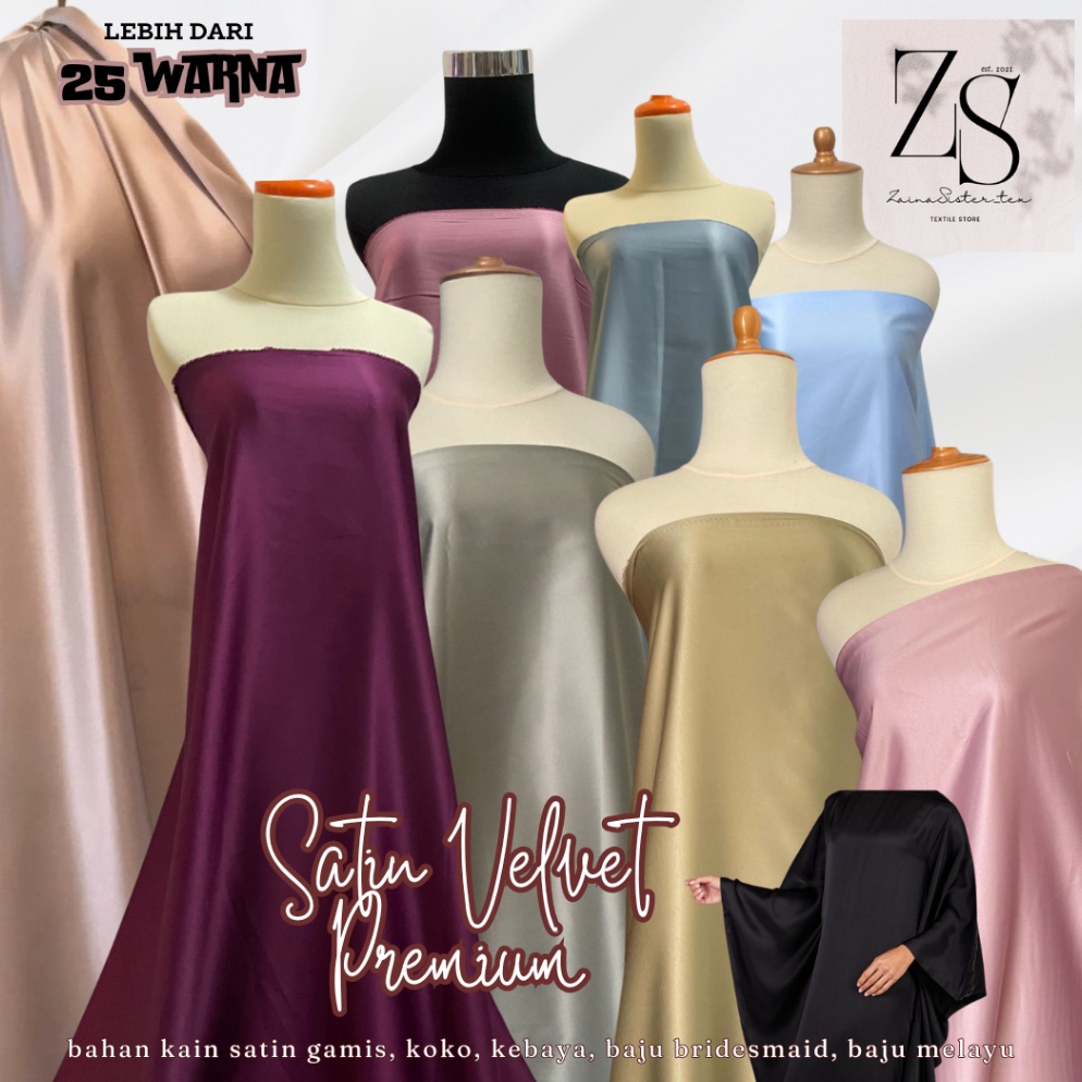 Big Deal Bahan Kain Satin Velvet Premium Furing Kebaya Bisa Untuk Gamis Bahan Bridesmaid Warna Ungu 