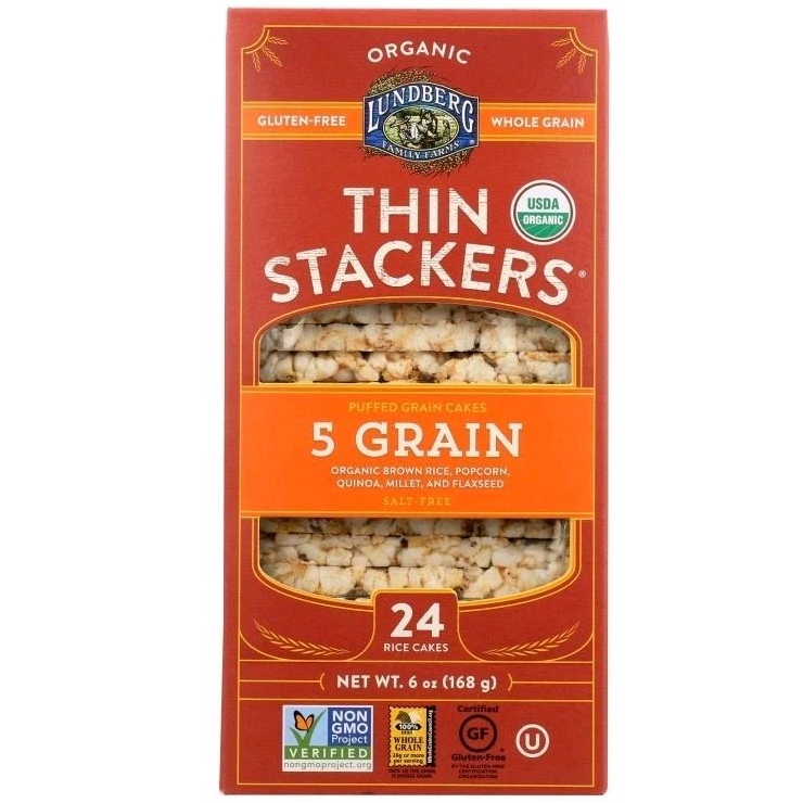 

LUNDBERG Organic Thin Stackers Puffed Grain Cakes 5 Grain 168g