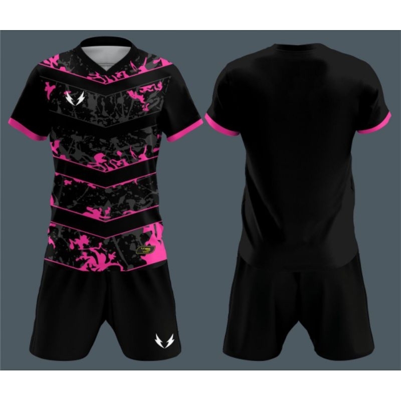 Muzakar Jersey Apparel Baju Futsal Setelan Stelan Jersey Bola SIXA Merah Muda Pink Hitam, Bisa Sablo