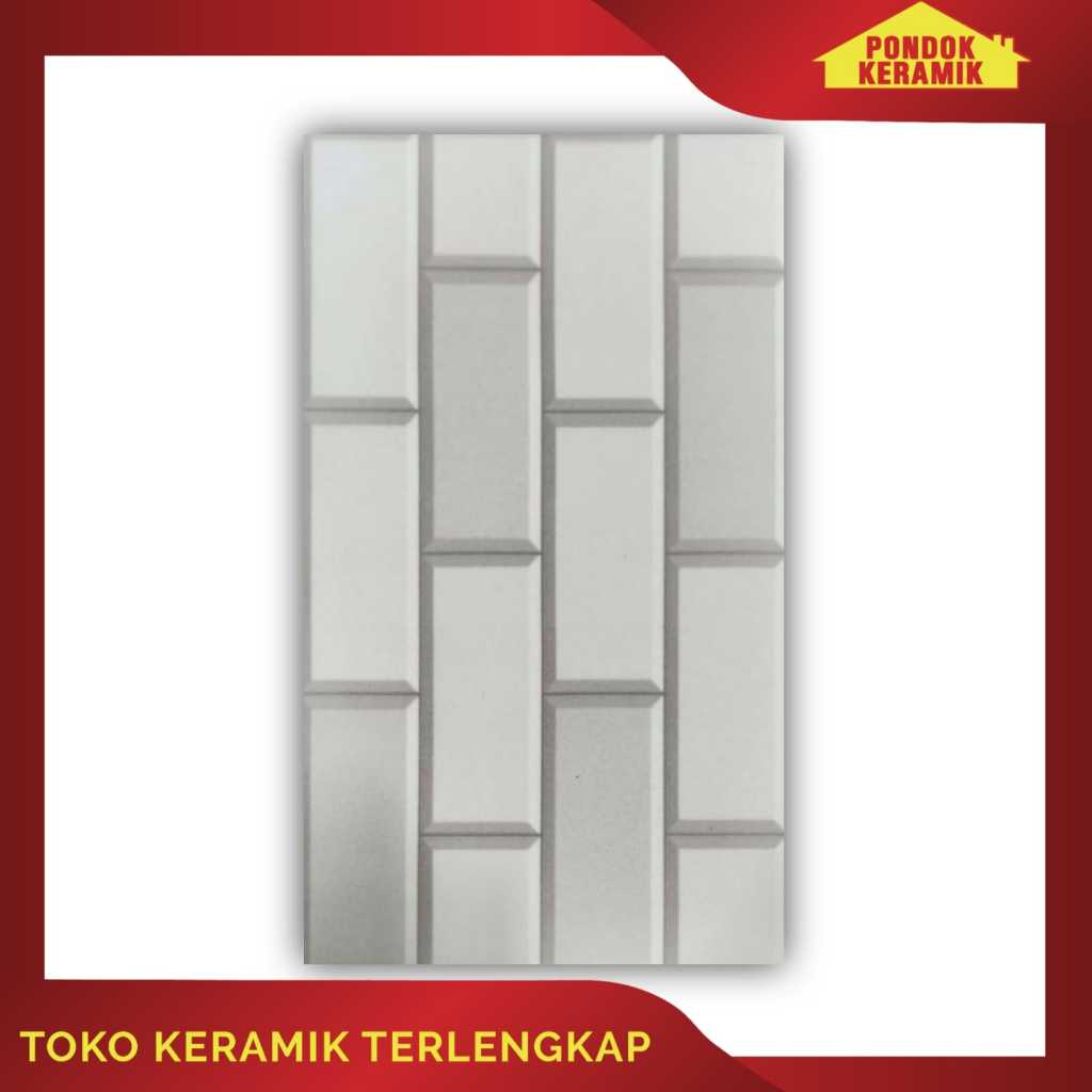 Keramik Dinding Avignon 25x40 Chelsea White Motif Batu Putih