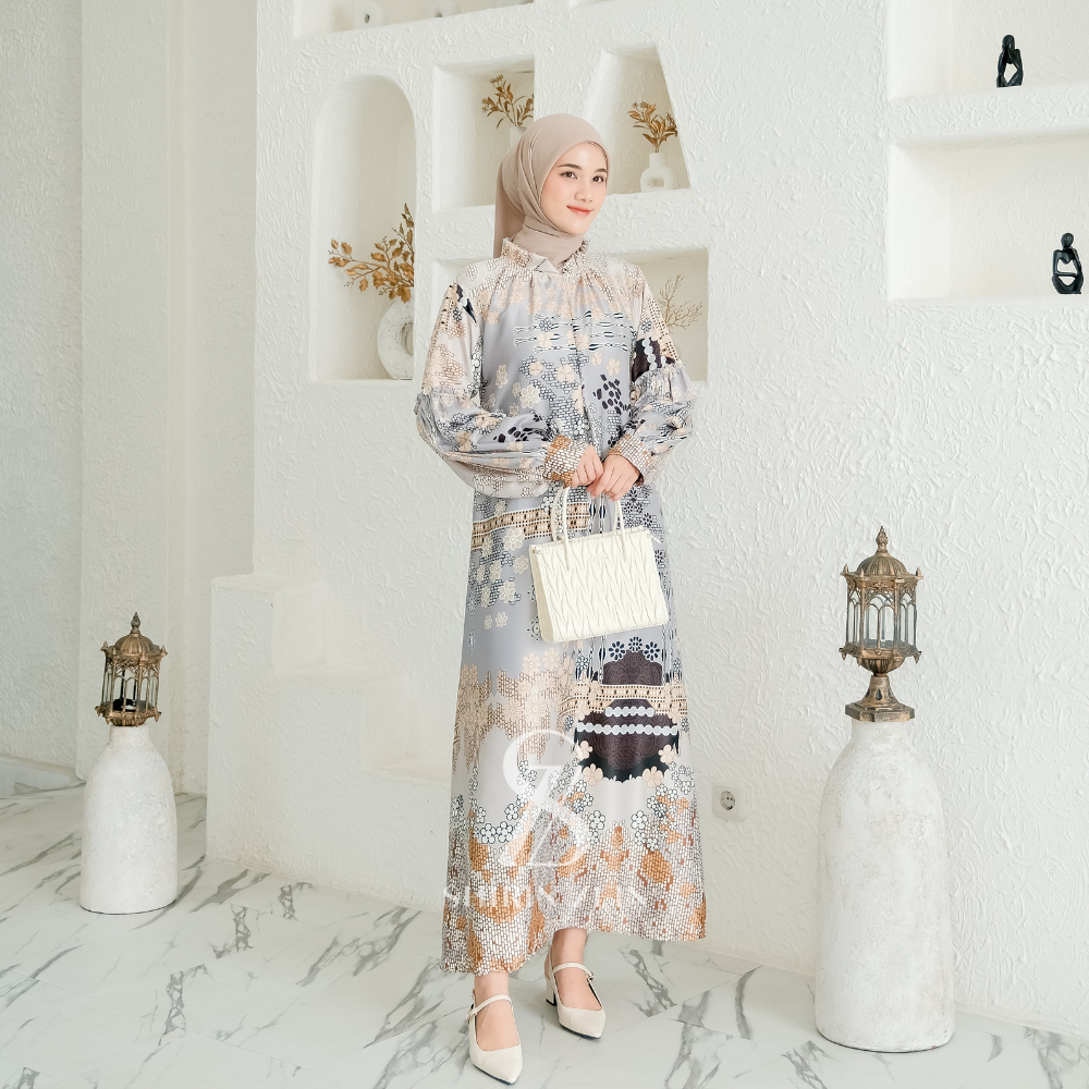 ShirinZein - Gamis Khansa Bahan Sliky Size S - 3XL Kondangan Pesta Simple Mewah Elegan Terbaru 2024-3