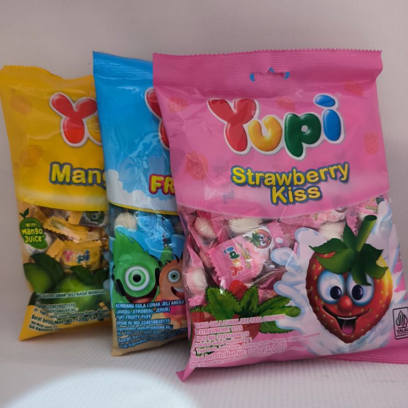 

yupi fruity puff / permen yupi jelly / yupi strawberry love / yupi mango