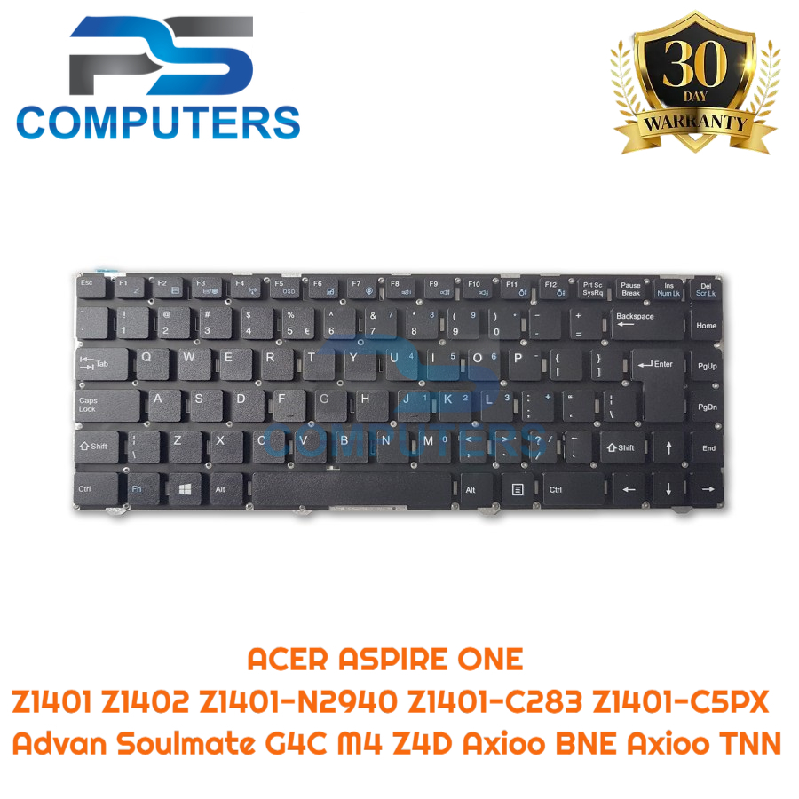Keyboard Acer Aspire One 14, Z1401, 14 Z1402, Axioo BNE hitam Advan Soulmate G4c Advan Soulmate M4 A