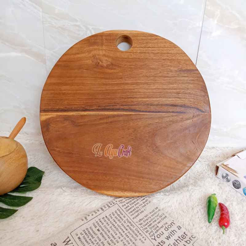 L-AYUCRAFT Talenan bulat lubang kayu jati