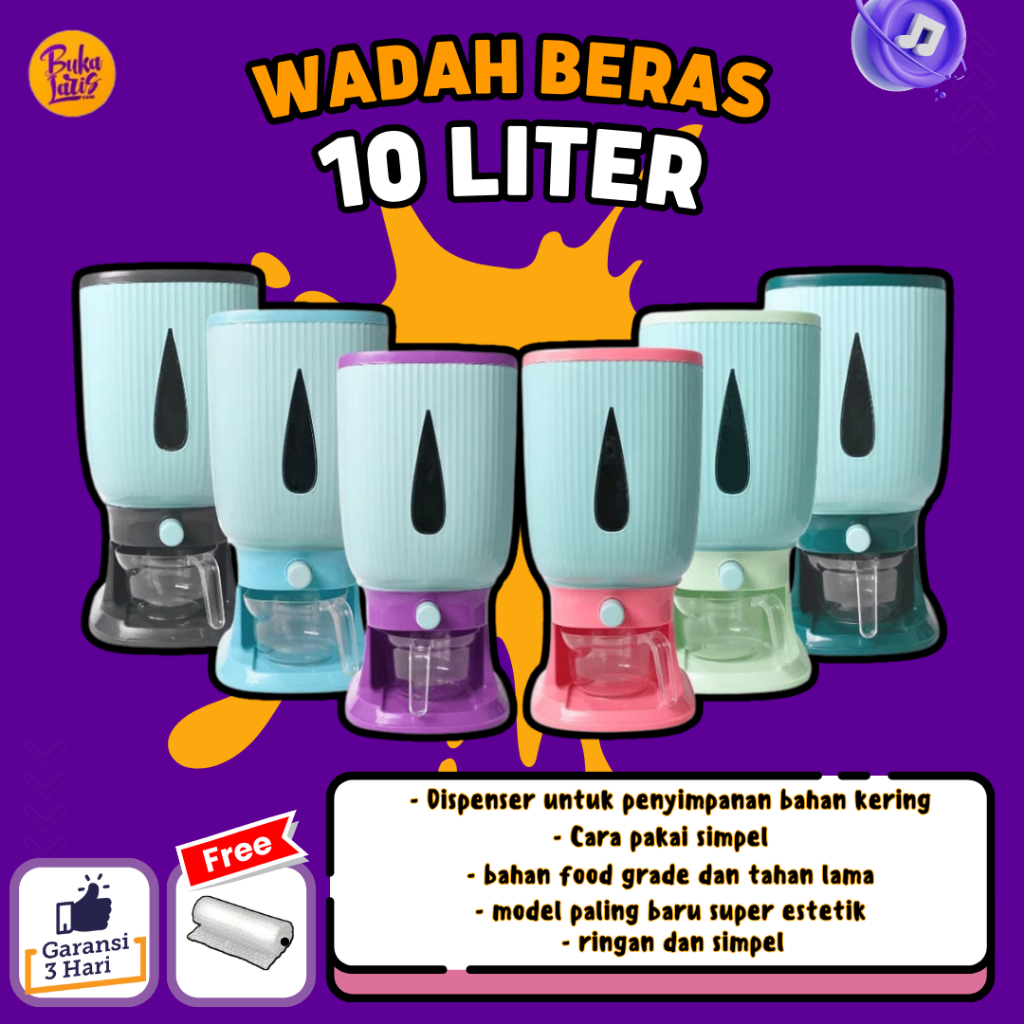 Dispenser Beras 10KG / Tempat Penyimpanan Beras / Dispenser Beras Trilins Murah Foodgrade Dispenser