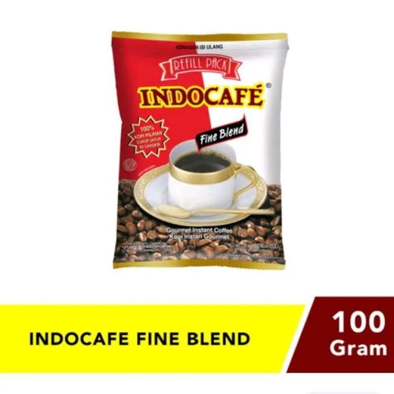 

INDOCAFE FINE BLEND 100GR X 1 REFILL, BUBUK KOPI HITAM NIKMAT TINGGAL SEDUH.
