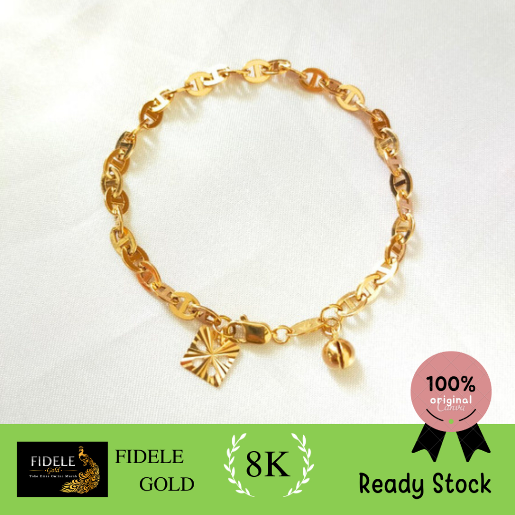 Gelang fancy wanita emas asli kadar muda 375 toko surabaya 8k